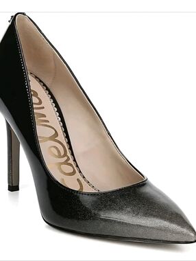 Sam Edelman patent heels see pic silver glitter on toe portion